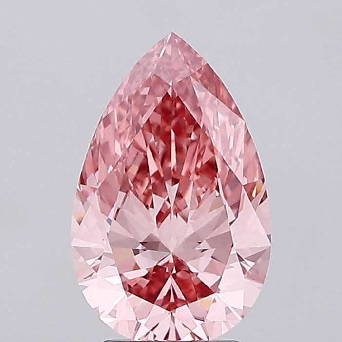 Loose Lab Diamond IGI Pear 2.98ct Fancy Vivid Pink VVS2: Loose Lab Diamond IGI Pear 2.98ct Fancy Vivid Pink VVS2 Loose lab-grown IGI Pear diamond, 2.98ct, Color Fancy Vivid Pink, Clarity VVS2, featuring excellent polish and symmetry. Certified by IGI, measu