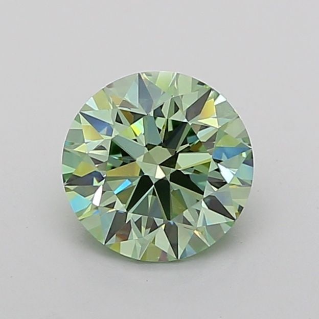Ideal Loose Lab Diamond IGI Round 1.7ct Fancy Vivid Green VS1: Ideal Loose Lab Diamond IGI Round 1.7ct Fancy Vivid Green VS1 Ideal loose lab-grown diamond weighing 1.7ct with a round cut, color Fancy Vivid Green, clarity VS1, and IGI certification. Dimensions are
