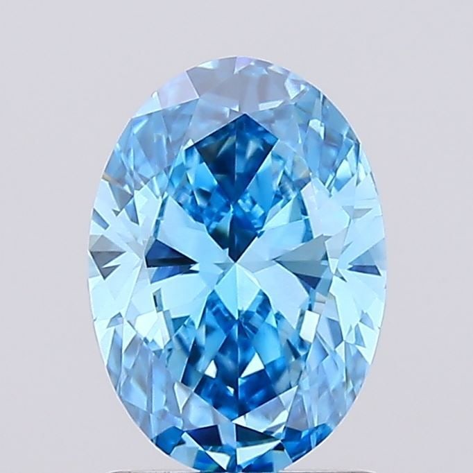 Loose Lab Diamond 1.25ct Fancy Vivid Blue VS1 - Oval: Loose Lab Diamond 1.25ct Fancy Vivid Blue VS1 - Oval Loose lab-grown diamond weighing 1.25ct with a Fancy Vivid Blue color and VS1 clarity, featuring excellent polish and symmetry, measuring 8.5L x 6.