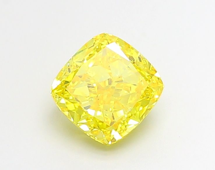 Loose Lab Diamond IGI Cushion Modified 2.07ct Fancy Vivid Yellow VVS2: Loose Lab Diamond IGI Cushion Modified 2.07ct Fancy Vivid Yellow VVS2 Loose lab-grown diamond weighing 2.07 ct, cushion modified cut, Fancy Vivid Yellow color, VVS2 clarity, with IGI certification. It