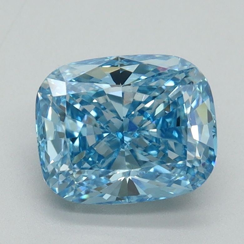 Loose Lab Diamond IGI Cushion Brilliant 1.8ct Fancy Vivid Blue VS1: Loose Lab Diamond IGI Cushion Brilliant 1.8ct Fancy Vivid Blue VS1 Loose Lab Diamond IGI Cushion Brilliant 1.8ct Fancy Vivid Blue VS1, featuring EX polish and symmetry, measures 7.69L x 6.35W x 4.27H.
