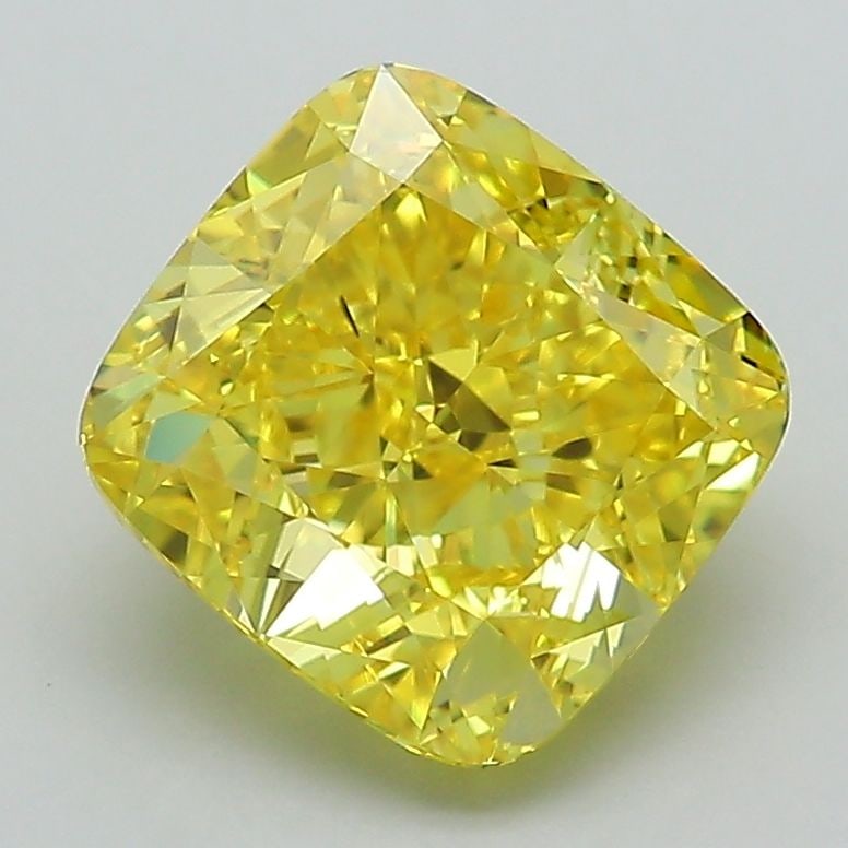 Loose Lab Diamond IGI Cushion Modified 2.79ct Fancy Vivid Yellow VVS1: Loose Lab Diamond IGI Cushion Modified 2.79ct Fancy Vivid Yellow VVS1 Loose Lab Diamond weighing 2.79ct, with a Fancy Vivid Yellow color and VVS1 clarity, certified by IGI. Measures 7.87L x 7.49W x 5.