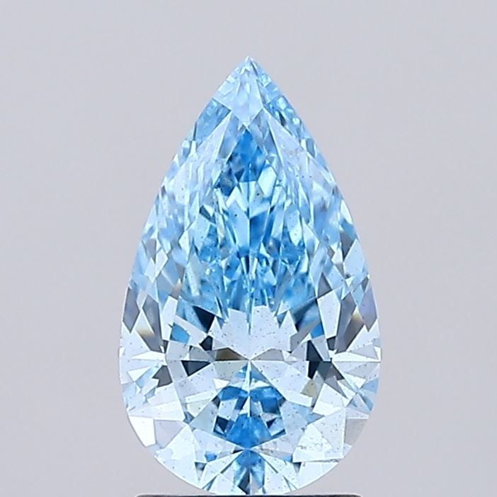 Loose Lab Diamond IGI Pear 1.54ct Fancy Vivid Blue SI1: Loose Lab Diamond IGI Pear 1.54ct Fancy Vivid Blue SI1 This 1.54ct loose lab diamond features a pear cut in Fancy Vivid Blue color with SI1 clarity, certified by IGI. It measures 10.78L x 6.36W x 3.93