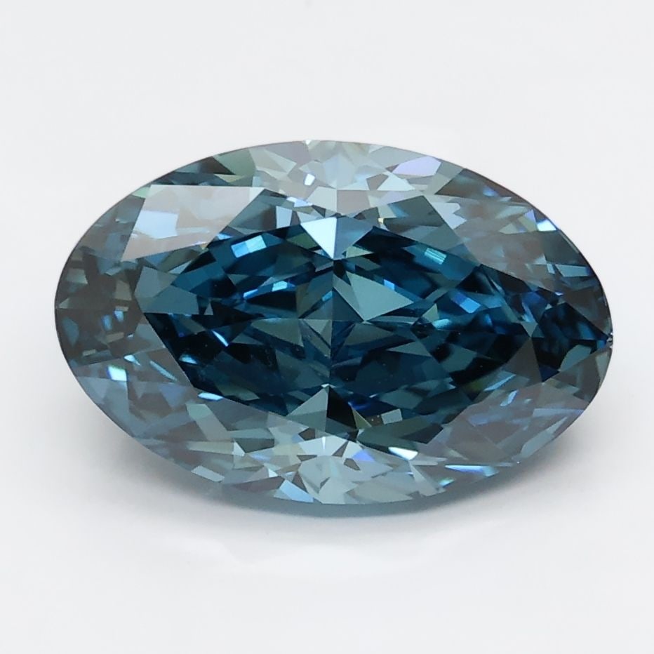 Loose Lab Diamond Oval 2.66ct Blue VS1: Loose Lab Diamond Oval 2.66ct Blue VS1 This loose lab diamond is a 2.66ct oval shape with a blue color and clarity of VS1, exhibiting good polish and symmetry, with dimensions of 11.07L x 7.15W x
