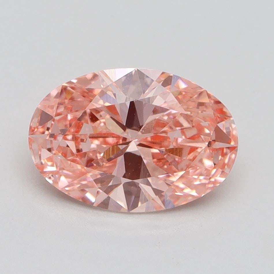 Loose Lab Diamond IGI Oval 1.72ct Fancy Vivid Pink VS2: Loose Lab Diamond IGI Oval 1.72ct Fancy Vivid Pink VS2 Loose Lab Diamond IGI Oval 1.72ct Fancy Vivid Pink VS2, rated Excellent for polish and symmetry, measuring 9.77L x 6.69W x 4.11H, certified by IG