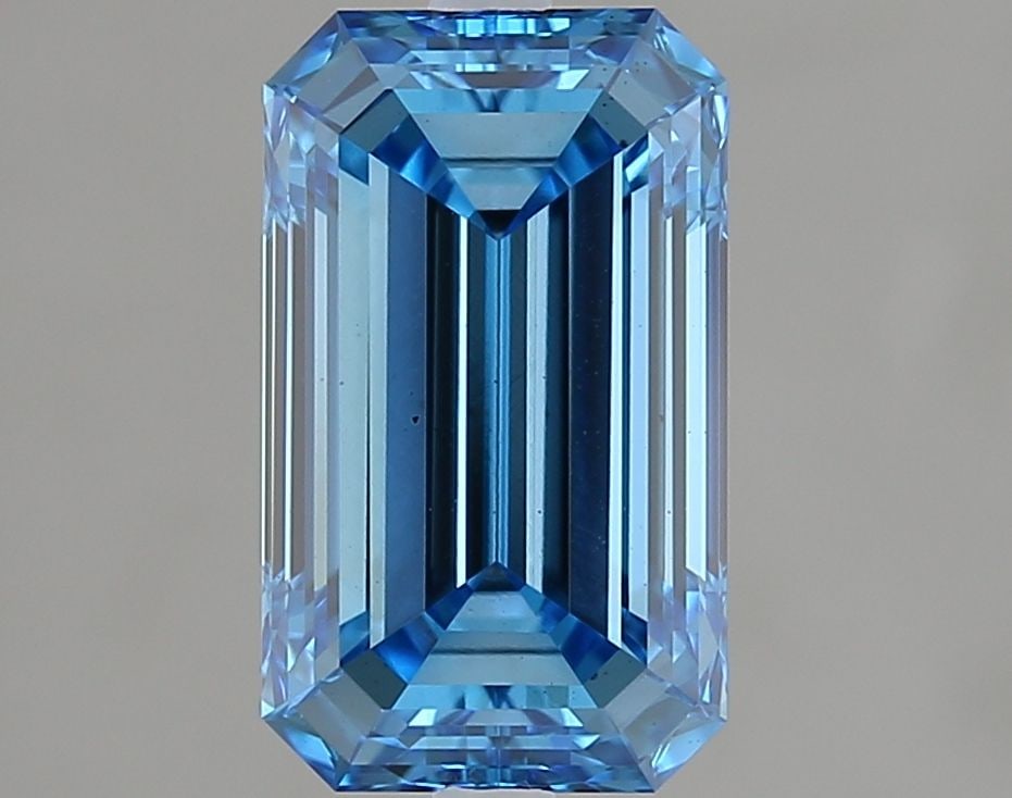 Loose Lab Diamond IGI Emerald 1.76ct Fancy Vivid Blue VS2: Loose Lab Diamond IGI Emerald 1.76ct Fancy Vivid Blue VS2 Loose lab-grown emerald shape diamond, weighing 1.76 ct, IGI certified with fancy vivid blue color, clarity VS2, and dimensions of 9.27 x 5.51