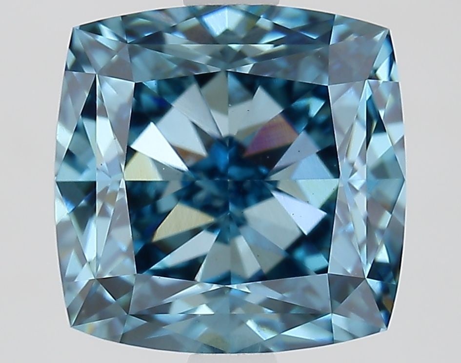 Loose Lab Diamond IGI Cushion Modified 3.6ct Fancy Vivid Blue VS1: Loose Lab Diamond IGI Cushion Modified 3.6ct Fancy Vivid Blue VS1 Loose Lab Diamond IGI Cushion Modified 3.6ct Fancy Vivid Blue VS1 with EX Polish and EX Symmetry, dimensions of 8.24L x 8.21W x 5.48H,