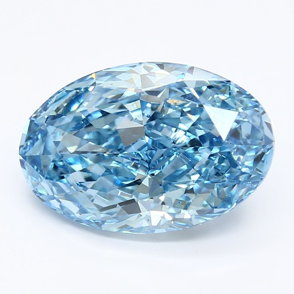 Loose Lab Diamond IGI Oval 4.23ct Fancy Vivid Blue VS2: Loose Lab Diamond IGI Oval 4.23ct Fancy Vivid Blue VS2 Loose Lab Diamond, IGI certified, weighing 4.23ct, with a Fancy Vivid Blue color and VS2 clarity, featuring VG polish and symmetry. Measurements
