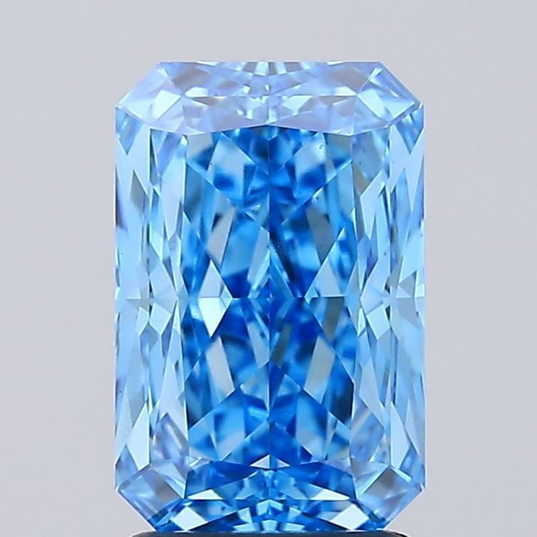 Loose Lab Diamond IGI Radiant 2.53ct Fancy Vivid Blue VS1: Loose Lab Diamond IGI Radiant 2.53ct Fancy Vivid Blue VS1 Loose Lab Diamond IGI Radiant 2.53ct Fancy Vivid Blue VS1 with EX polish and symmetry, measuring 9.29L x 6.1W x 4.61H, certified by IGI. Item
