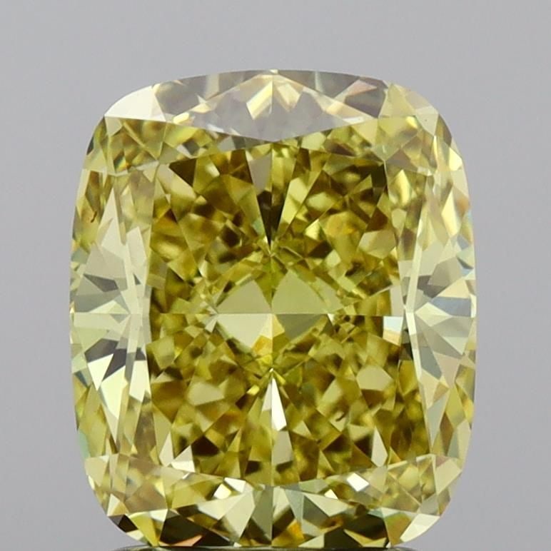 IGI Loose Lab Diamond Cushion Brilliant 2.02ct Fancy Vivid Yellow VVS2: IGI Loose Lab Diamond Cushion Brilliant 2.02ct Fancy Vivid Yellow VVS2 IGI certified loose lab-grown diamond, 2.02ct, Fancy Vivid Yellow color, VVS2 clarity, with measurements of 8.32L x 6.88W x
