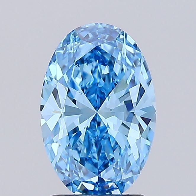 Loose Lab Diamond IGI Oval 2.01ct Fancy Vivid Blue VS2: Loose Lab Diamond IGI Oval 2.01ct Fancy Vivid Blue VS2 Loose Lab Diamond IGI Oval 2.01ct Fancy Vivid Blue VS2 featuring a color grade of Fancy Vivid Blue and clarity of VS2, measuring 10.59L x 6.91W x
