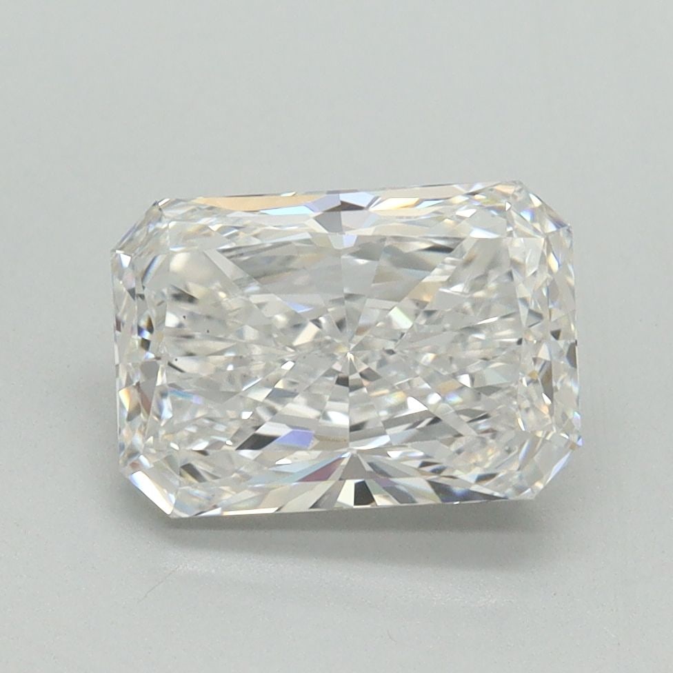 Loose Lab Diamond GSI Radiant 2.08ct E VS2: Loose Lab Diamond GSI Radiant 2.08ct E VS2 Loose lab-grown diamond, GSI certified, weighing 2.08 ct with a radiant cut, color E, clarity VS2, featuring excellent polish and symmetry. Measurements are