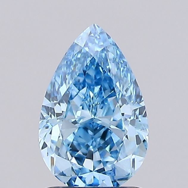 Loose Lab Diamond IGI Pear 1.44ct Fancy Vivid Blue VVS2: Loose Lab Diamond IGI Pear 1.44ct Fancy Vivid Blue VVS2 Loose lab-grown diamond, IGI certified, weighing 1.44ct in a pear shape, with Fancy Vivid Blue color and VVS2 clarity, featuring excellent polis