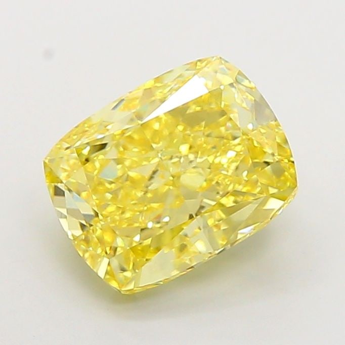 Loose Lab Diamond IGI Cushion Modified 4.5ct Fancy Vivid Yellow VS1: Loose Lab Diamond IGI Cushion Modified 4.5ct Fancy Vivid Yellow VS1 Loose lab-grown diamond, IGI certified, 4.5ct, with Fancy Vivid Yellow color and VS1 clarity. It measures 10.31L x 7.98W x 5.64H. It
