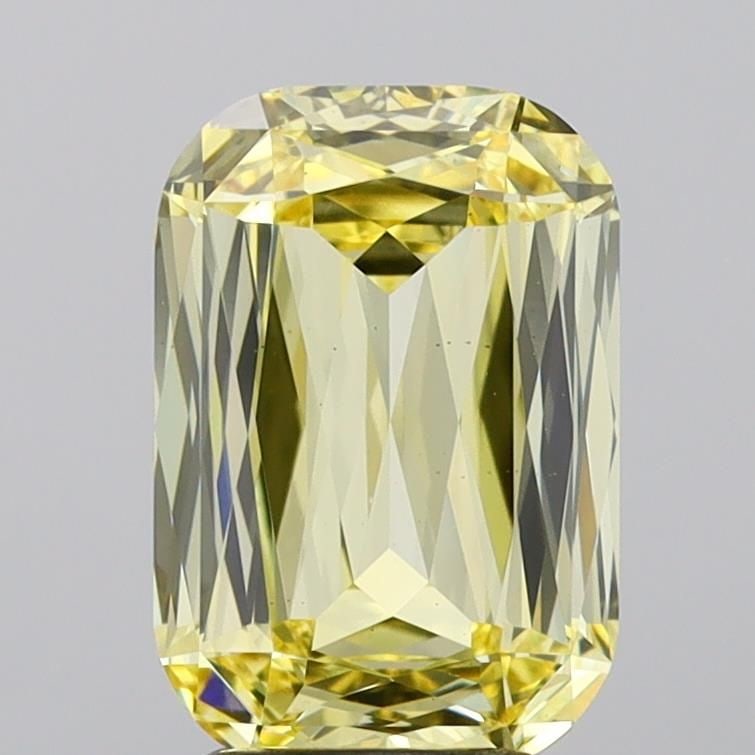 Loose Lab Diamond IGI Cushion Modified 3.05ct Fancy Yellow VS2: Loose Lab Diamond IGI Cushion Modified 3.05ct Fancy Yellow VS2 Loose Lab Diamond IGI Cushion Modified 3.05ct Fancy Yellow VS2 exhibiting excellent polish and symmetry, measuring 11.08L x 7.54W x 3.92H