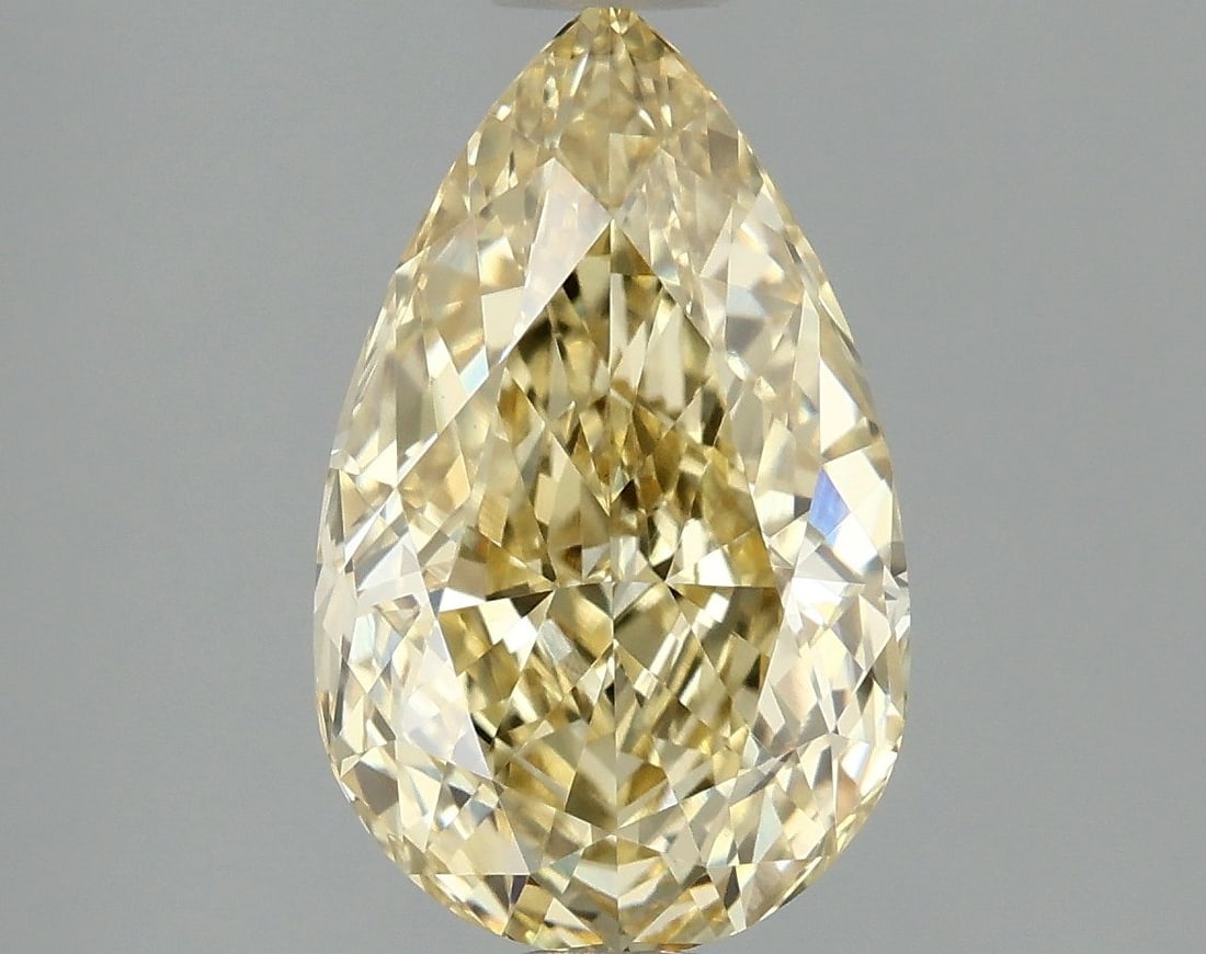 Loose Lab Diamond Pear 1.99ct Fancy Intense Yellow VVS2: Loose Lab Diamond Pear 1.99ct Fancy Intense Yellow VVS2 Loose lab-grown diamond certified at 1.99ct, showcasing a Fancy Intense Yellow color and VVS2 clarity. Its measurements are 10.56L x 6.55W x 4.0