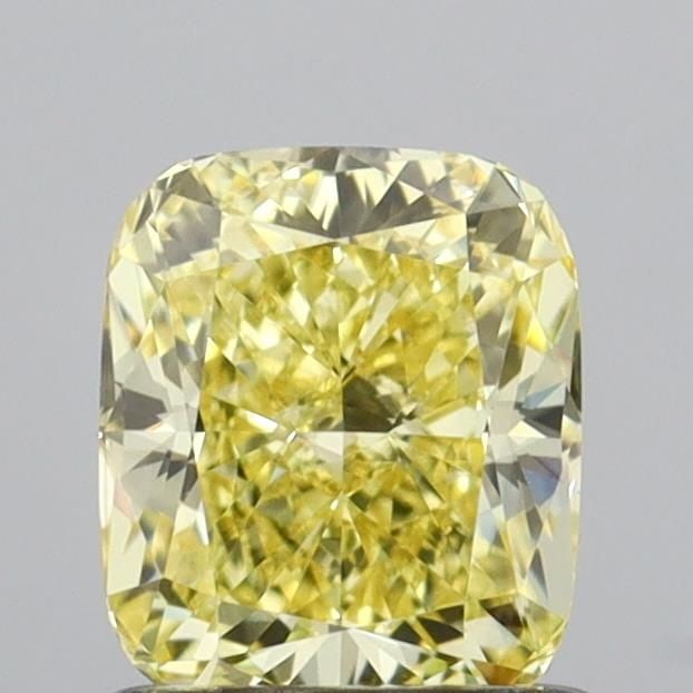 Loose Lab Diamond IGI Cushion Modified 1.02ct Fancy Intense Yellow VVS2: Loose Lab Diamond IGI Cushion Modified 1.02ct Fancy Intense Yellow VVS2 IGI certified loose lab diamond weighing 1.02ct in a cushion modified cut, featuring fancy intense yellow color and VVS2 clarity