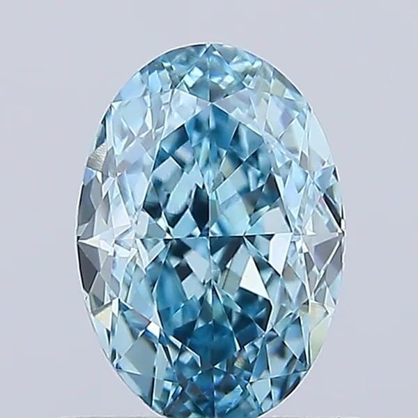 Loose Lab Diamond IGI Oval 1.01ct Fancy Vivid Blue VVS2: Loose Lab Diamond IGI Oval 1.01ct Fancy Vivid Blue VVS2 Loose lab-grown oval diamond with IGI certification, weighing 1.01ct, fancy vivid blue color, and clarity VVS2, with measurements of 7.38mm x 5.