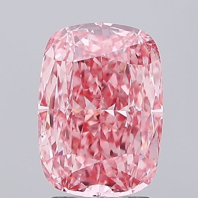 Loose Lab Diamond 2.72ct Fancy Vivid Pink VS2 - IGI Cushion Modified: Loose Lab Diamond 2.72ct Fancy Vivid Pink VS2 - IGI Cushion Modified Loose Lab Diamond IGI Cushion Modified, 2.72ct, Fancy Vivid Pink, VS2 clarity, with excellent polish and symmetry, measuring 9.66L