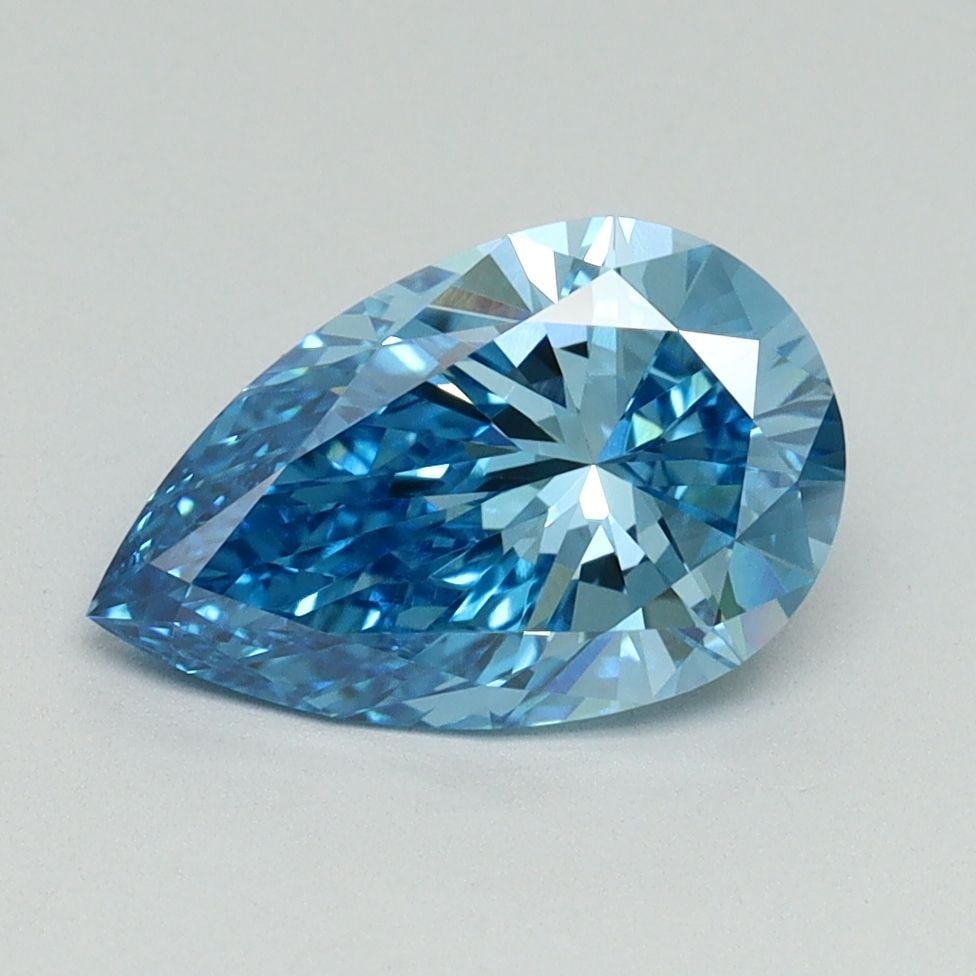 Loose Lab Diamond IGI Pear 1.61ct Fancy Vivid Blue VVS2: Loose Lab Diamond IGI Pear 1.61ct Fancy Vivid Blue VVS2 This 1.61ct pear-shaped lab-grown diamond features a fancy vivid blue color and VVS2 clarity, with excellent polish and symmetry. Its dimensions