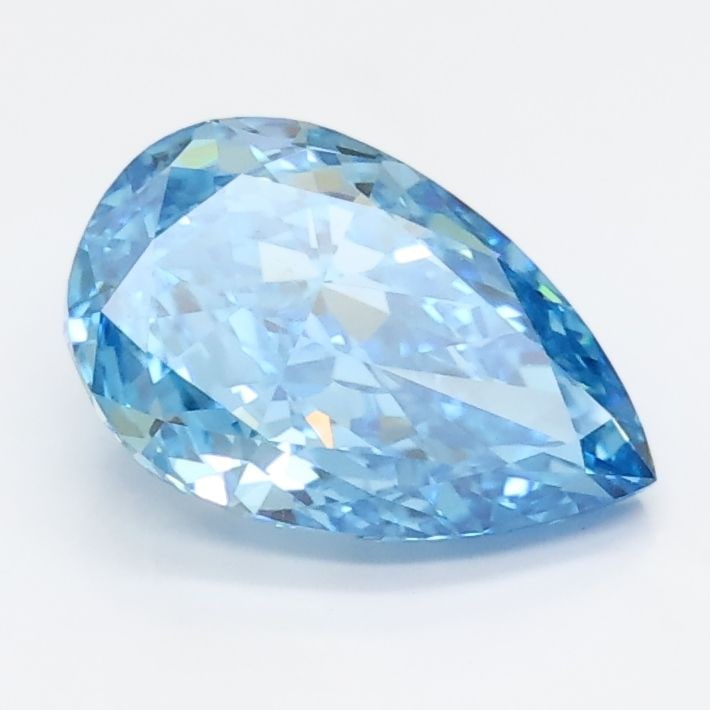Loose Lab Diamond IGI Pear 1.8ct Fancy Vivid Blue VS1: Loose Lab Diamond IGI Pear 1.8ct Fancy Vivid Blue VS1 1.8ct Pear cut lab-grown diamond with Fancy Vivid Blue color and VS1 clarity, featuring very good symmetry and excellent polish, certified by IGI.