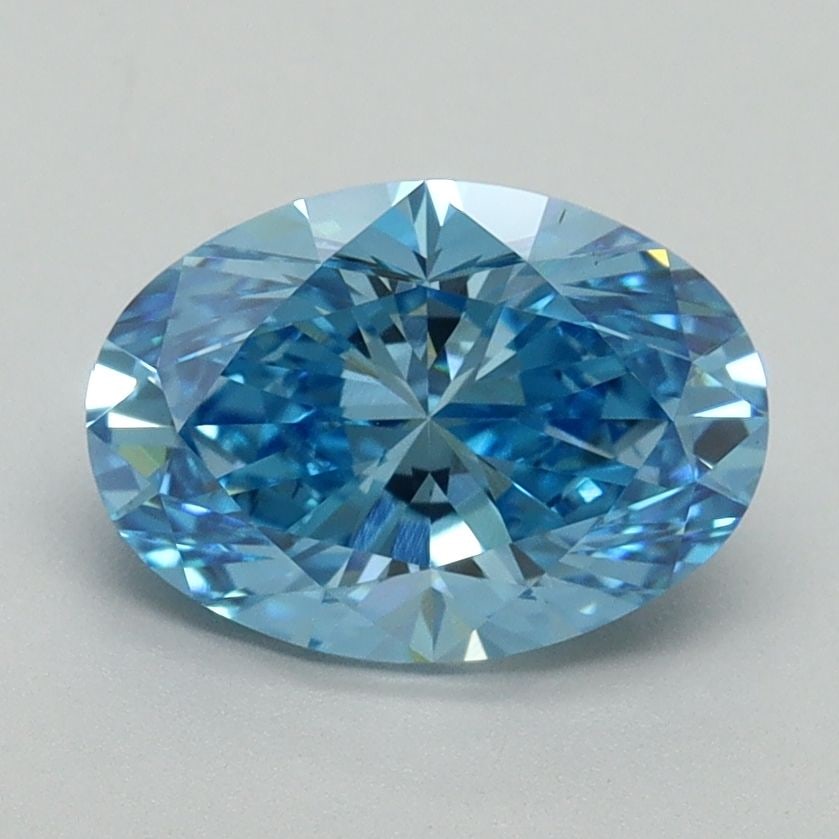 Loose Lab Diamond 1.65ct Fancy Vivid Blue VS2 - IGI Oval: Loose Lab Diamond 1.65ct Fancy Vivid Blue VS2 - IGI Oval Loose lab-grown diamond of 1.65ct, Fancy Vivid Blue color, VS2 clarity, IGI certified, with excellent polish and symmetry, measuring 9.14 x 6.4