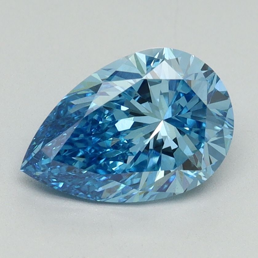Loose Lab Diamond IGI Pear 1.63ct Fancy Vivid Blue VS1: Loose Lab Diamond IGI Pear 1.63ct Fancy Vivid Blue VS1 Loose lab-grown diamond, IGI certified, weighing 1.63ct with a pear cut, color fancy vivid blue, and clarity VS1. Measurements are 9.72L x 6.48W