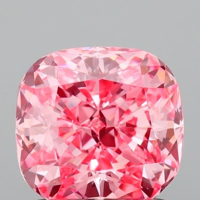 Loose Lab Diamond IGI Cushion Modified 1.09ct Fancy Vivid Pink VVS2: Loose Lab Diamond IGI Cushion Modified 1.09ct Fancy Vivid Pink VVS2 Loose lab-grown diamond, IGI certified, weighing 1.09 carats, Cushion Modified cut, Fancy Vivid Pink color, VVS2 clarity, featuring