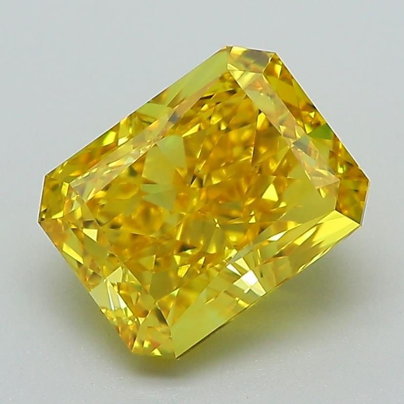 Loose Lab Diamond IGI Radiant 2.7ct Fancy Vivid Yellow VVS1: Loose Lab Diamond IGI Radiant 2.7ct Fancy Vivid Yellow VVS1 Loose Lab Diamond IGI Radiant, 2.7ct, Fancy Vivid Yellow, VVS1 clarity with VG polish and EX symmetry, measurements 8.41L x 6.54W x 4.9H, ce