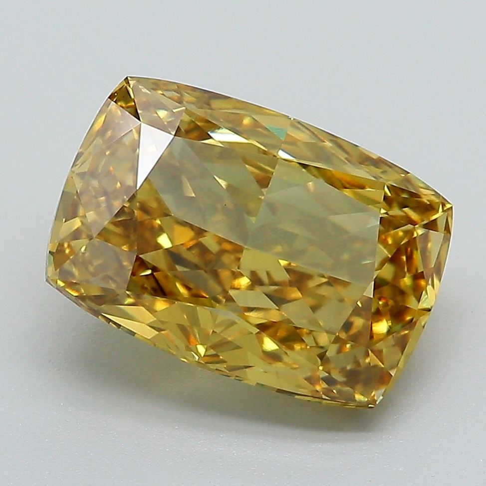 Loose Lab Diamond IGI Cushion Modified 4.02ct Fancy Vivid Brownish Yellow VS1: Loose Lab Diamond IGI Cushion Modified 4.02ct Fancy Vivid Brownish Yellow VS1 Loose lab-grown diamond, IGI certified, cushion modified cut, 4.02ct, color Fancy Vivid Brownish Yellow, clarity VS1, exce