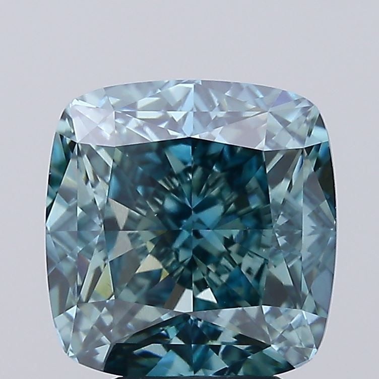 Loose Lab Diamond IGI Cushion Modified 4.94ct Fancy Vivid Blue Green VVS2: Loose Lab Diamond IGI Cushion Modified 4.94ct Fancy Vivid Blue Green VVS2 Loose Lab Diamond IGI Cushion Modified, 4.94 ct, Color: Fancy Vivid Blue Green, Clarity: VVS2, dimensions 9.6L x 9.32W x 6.24H