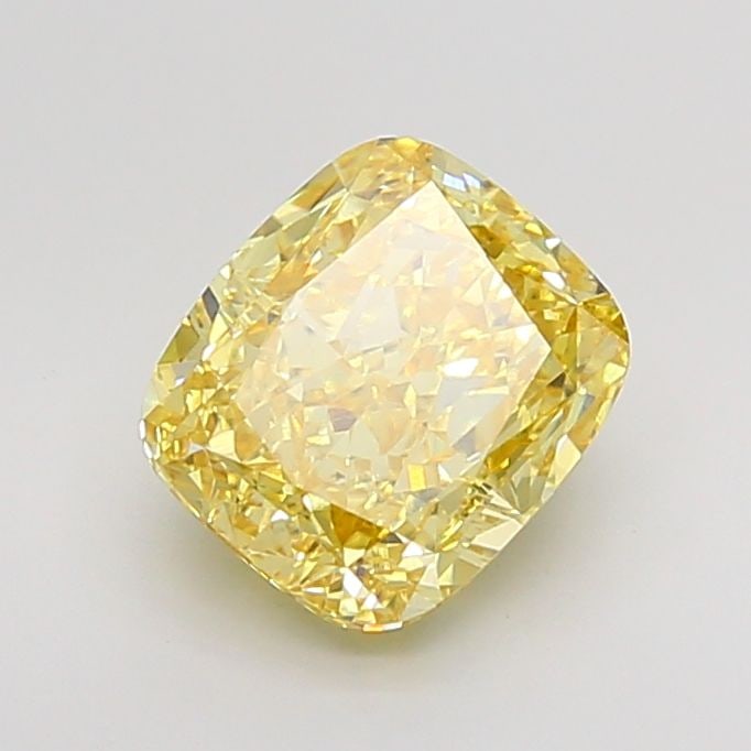 Loose Lab Diamond IGI Cushion Modified 3.03ct Fancy Intense Yellow VVS2: Loose Lab Diamond IGI Cushion Modified 3.03ct Fancy Intense Yellow VVS2 Loose Lab Diamond IGI Cushion Modified 3.03ct Fancy Intense Yellow VVS2 with excellent polish and symmetry, measuring 8.53L x 7.