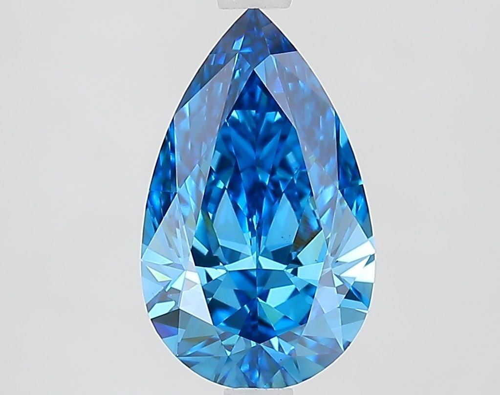 Loose Lab Diamond IGI Pear 2.1ct Fancy Vivid Blue VVS2: Loose Lab Diamond IGI Pear 2.1ct Fancy Vivid Blue VVS2 Loose Lab Diamond IGI Pear, 2.1 carats, Fancy Vivid Blue, VVS2 clarity, EX polish, EX symmetry, measuring 11.74L x 7.1W x 4.27H, certified by IGI