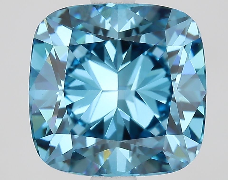 IGI Loose Lab Diamond Cushion Modified 2.95ct Fancy Vivid Blue VS1: IGI Loose Lab Diamond Cushion Modified 2.95ct Fancy Vivid Blue VS1 Loose IGI certified lab-created cushion modified diamond, weighing 2.95ct with Fancy Vivid Blue color and VS1 clarity, featuring exce