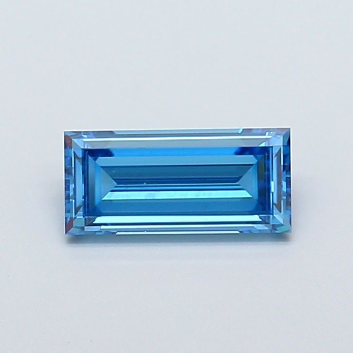 IGI Loose Lab Diamond Baguette 1.15ct Fancy Vivid Blue VS1: IGI Loose Lab Diamond Baguette 1.15ct Fancy Vivid Blue VS1 This IGI certified loose lab diamond features a 1.15ct baguette cut with fancy vivid blue color and VS1 clarity, measuring 9.37L X 4.33W X 2.