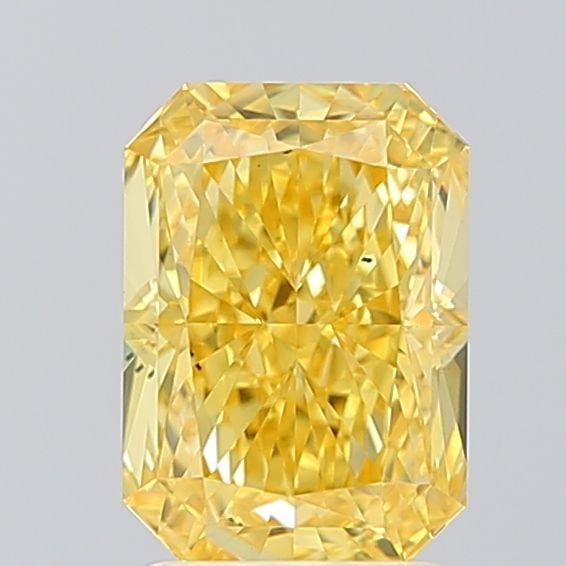 Loose Lab Diamond 2.12ct Fancy Vivid Yellow VS2 - IGI Radiant: Loose Lab Diamond 2.12ct Fancy Vivid Yellow VS2 - IGI Radiant Loose lab-grown radiant diamond, 2.12ct, color Fancy Vivid Yellow, clarity VS2, with EX polish and symmetry, certified by IGI, measuring 8