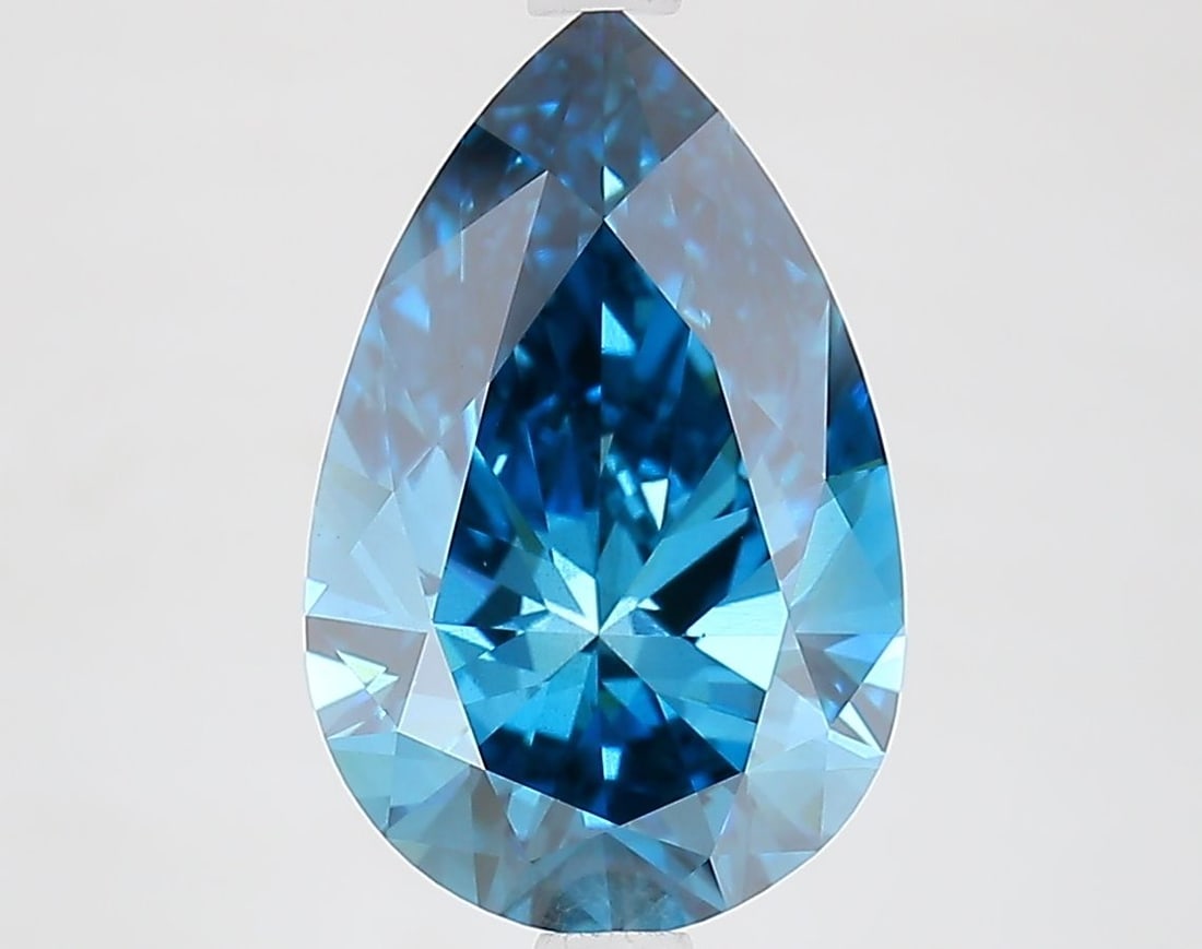 Loose Lab Diamond IGI Pear 3.19ct Fancy Vivid Blue VS2: Loose Lab Diamond IGI Pear 3.19ct Fancy Vivid Blue VS2 The loose lab-grown diamond weighs 3.19ct, showcases a pear cut, and features a fancy vivid blue color with VS2 clarity. IGI certified, it measur