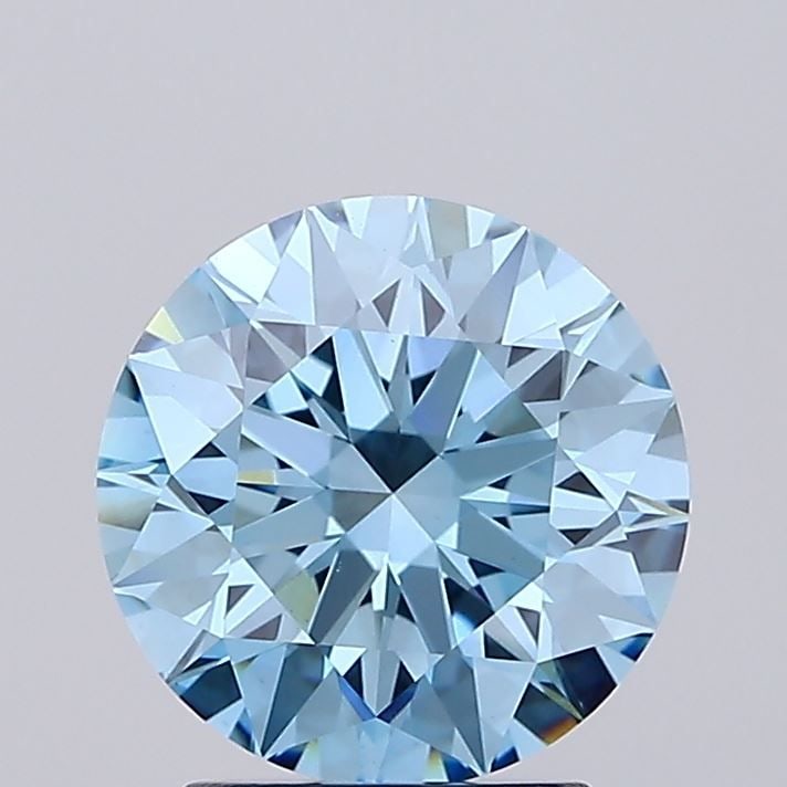 Ideal Loose Lab Diamond IGI Round 2.37ct Fancy Vivid Blue VVS2: Ideal Loose Lab Diamond IGI Round 2.37ct Fancy Vivid Blue VVS2 Ideal loose lab-grown diamond weighing 2.37 carats, round cut, presenting Fancy Vivid Blue color and VVS2 clarity, certified by IGI. Item