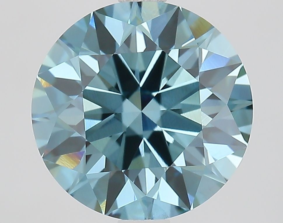 Ideal Loose Lab Diamond IGI Round 3.01ct Fancy Vivid Blue VS1: Ideal Loose Lab Diamond IGI Round 3.01ct Fancy Vivid Blue VS1 Ideal loose lab-grown diamond, round cut, weighing 3.01 carats, color Fancy Vivid Blue, and VS1 clarity, certified by IGI. Dimensions are