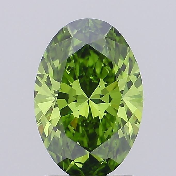 Oval 1.59ct Fancy Vivid Green VVS1 - IGI Loose Lab Diamond: Oval 1.59ct Fancy Vivid Green VVS1 - IGI Loose Lab Diamond This 1.59ct oval loose lab diamond features a fancy vivid green color and VVS1 clarity, certified by IGI, measuring 9.61L x 6.54W x 4.09H. It