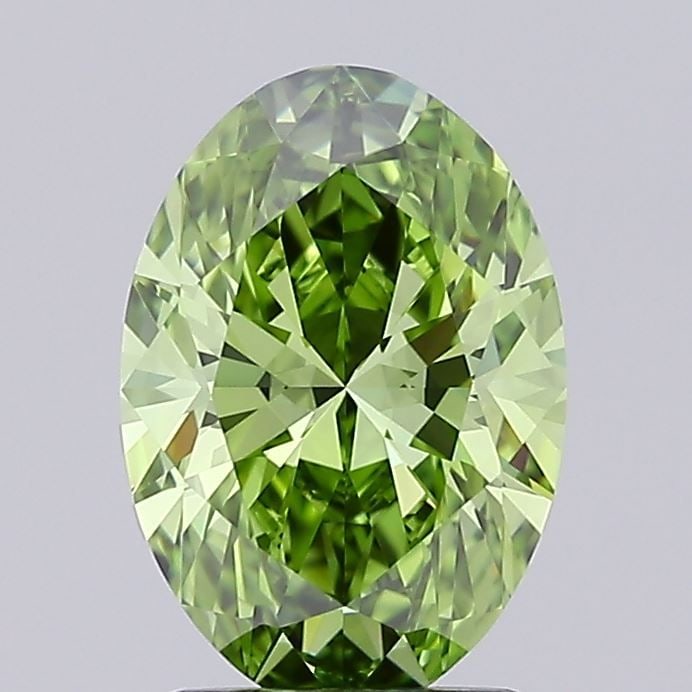 IGI Loose Lab Diamond Oval 2.07ct Fancy Vivid Green VVS1: IGI Loose Lab Diamond Oval 2.07ct Fancy Vivid Green VVS1 2.07ct Fancy Vivid Green VVS1 loose lab diamond with IGI certification, excellent polish and symmetry, measuring 10.37L x 7.17W x 4.5H. Item Sp