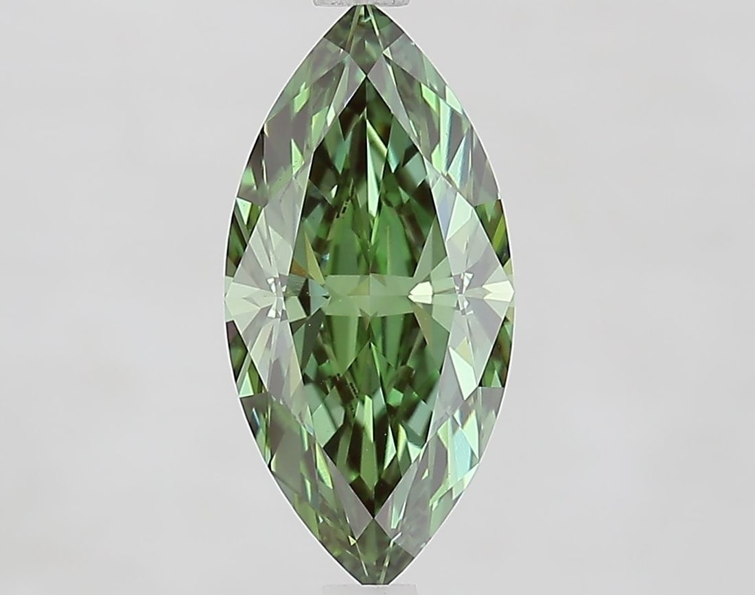 Loose Lab Diamond IGI Marquise 2.1ct Fancy Vivid Green VS1: Loose Lab Diamond IGI Marquise 2.1ct Fancy Vivid Green VS1 Loose Lab Diamond IGI Marquise, 2.1ct Fancy Vivid Green VS1, featuring excellent polish and symmetry, measured at 13.55L x 6.57W x 4.0H. Item
