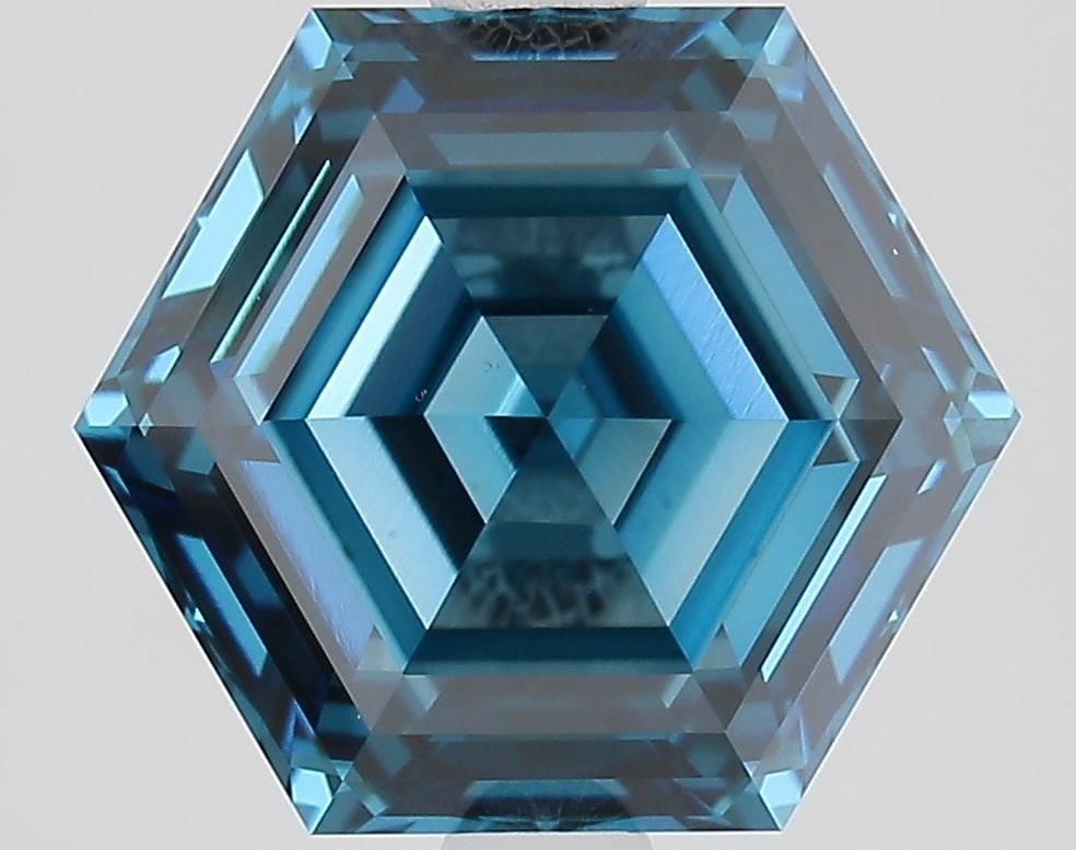 Loose Lab Diamond IGI Hexagonal 2.57ct Fancy Vivid Blue VS1: Loose Lab Diamond IGI Hexagonal 2.57ct Fancy Vivid Blue VS1 Loose Lab Diamond IGI Hexagonal, 2.57ct Fancy Vivid Blue VS1, featuring excellent polish and symmetry, with dimensions of 9.41L x 8.06W x 4.