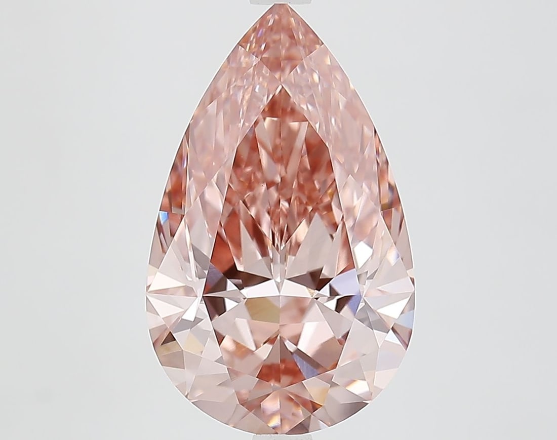 Loose Lab Diamond IGI Pear 4.73ct Fancy Vivid Brownish Pink VVS2: Loose Lab Diamond IGI Pear 4.73ct Fancy Vivid Brownish Pink VVS2 Loose lab-grown diamond of 4.73ct with a pear cut, color Fancy Vivid Brownish Pink, and clarity VVS2. This diamond is IGI certified wit