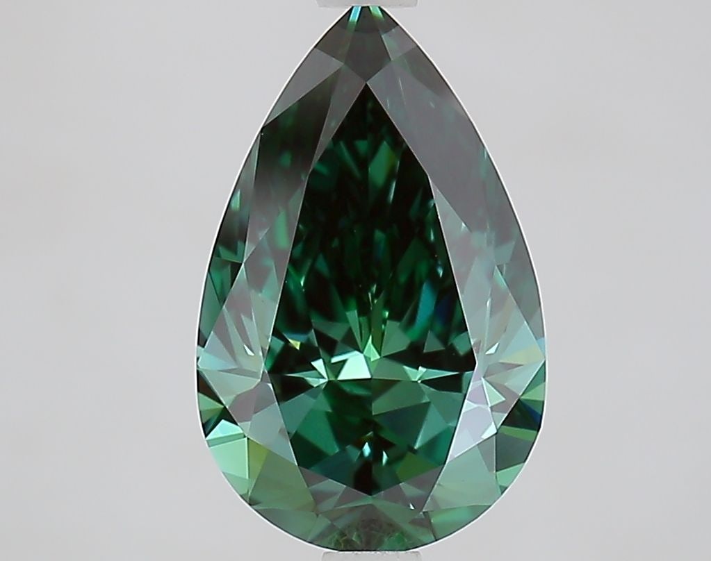 IGI 2.48ct Pear Fancy Vivid Green VVS2 - Loose Lab Diamond: IGI 2.48ct Pear Fancy Vivid Green VVS2 - Loose Lab Diamond A 2.48ct pear-shaped loose lab diamond with a fancy vivid green color and VVS2 clarity, showcasing excellent polish, very good symmetry, cert