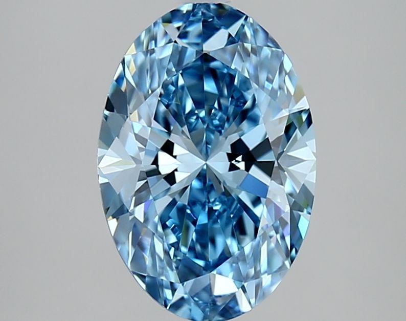 Loose Lab Diamond IGI Oval 2.04ct Fancy Vivid Blue VVS1: Loose Lab Diamond IGI Oval 2.04ct Fancy Vivid Blue VVS1 Loose Lab Diamond IGI Oval 2.04ct Fancy Vivid Blue VVS1, featuring excellent polish and symmetry, with dimensions of 10.36L x 7.07W x 4.48H, cer
