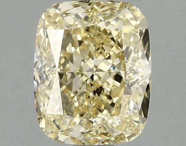 Loose Lab Diamond 1.58ct Fancy Yellow VS2 - Cushion Brilliant: Loose Lab Diamond 1.58ct Fancy Yellow VS2 - Cushion Brilliant A 1.58ct Loose Lab Diamond with a cushion brilliant cut, Fancy Yellow color, and VS2 clarity, measuring 7.26L x 5.91W x 4.01H,