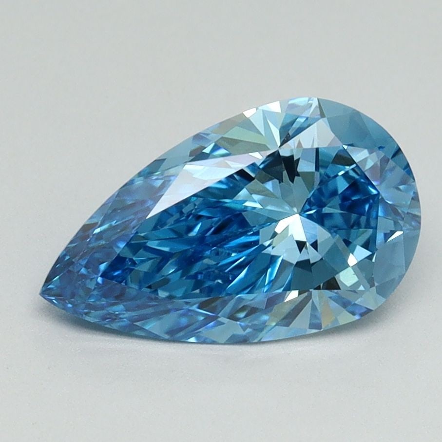 Loose Lab Diamond 1.58ct Fancy Vivid Blue VS1 - IGI Pear: Loose Lab Diamond 1.58ct Fancy Vivid Blue VS1 - IGI Pear Loose Lab Diamond weighing 1.58ct in a pear cut, with Fancy Vivid Blue color, VS1 clarity, and IGI certification, measuring 10.85L x 6.42W x 3.