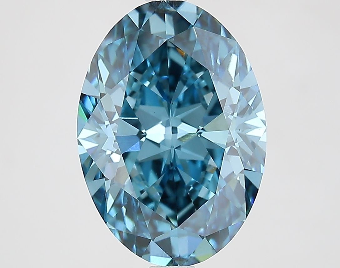 Loose Lab Diamond IGI Oval 4.1ct Fancy Vivid Blue VVS2: Loose Lab Diamond IGI Oval 4.1ct Fancy Vivid Blue VVS2 Loose lab-grown diamond certified by IGI, weighing 4.1ct, in an oval cut, color Fancy Vivid Blue, clarity VVS2, excellent polish and symmetry. It