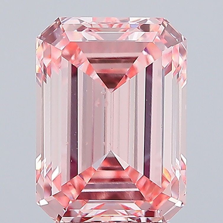 Loose Lab Diamond IGI Emerald 4.03ct Fancy Intense Pink VS2: Loose Lab Diamond IGI Emerald 4.03ct Fancy Intense Pink VS2 Loose Lab Diamond IGI Emerald 4.03ct with Fancy Intense Pink color and VS2 clarity. Certified by IGI, its measurements are 10.59L x 7.66W x